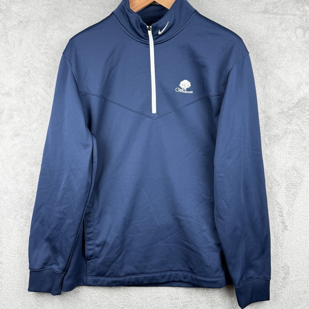 Nike Golf Tour Performance 1/4 Zip Woodland Country Club Size L Navy Therma Fit